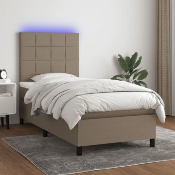 vidaXL Lova su spyruoklėmis/čiužiniu/LED, taupe, 80x200cm, audinys