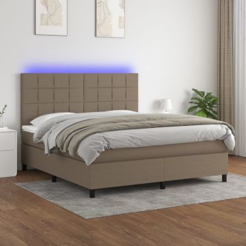 vidaXL Lova su spyruoklėmis/čiužiniu/LED, taupe, 160x200 cm, audinys