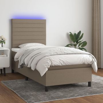 vidaXL Lova su spyruoklėmis/čiužiniu/LED, taupe, 80x200cm, audinys