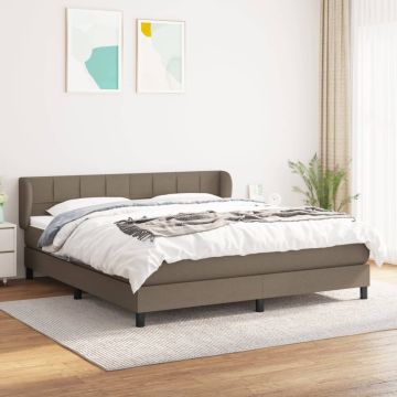 vidaXL Lova su spyruoklėmis ir čiužiniu, taupe, 180x200 cm, audinys