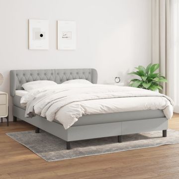 vidaXL Lova su spyruoklėmis ir čiužiniu, pilkas, 140x190cm, audinys