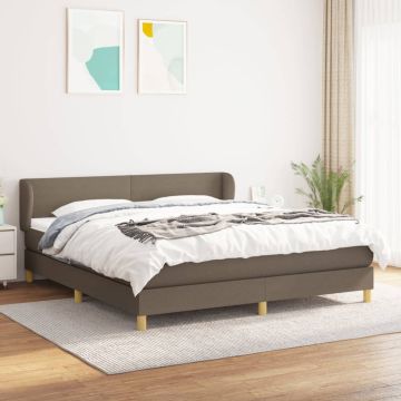 vidaXL Lova su spyruoklėmis ir čiužiniu, taupe, 160x200 cm, audinys