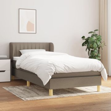 vidaXL Lova su spyruoklėmis ir čiužiniu, taupe, 90x190 cm, audinys