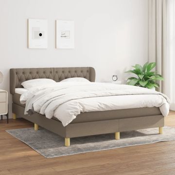 vidaXL Lova su spyruoklėmis ir čiužiniu, taupe, 140x190 cm, audinys