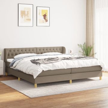 vidaXL Lova su spyruoklėmis ir čiužiniu, taupe, 200x200 cm, audinys