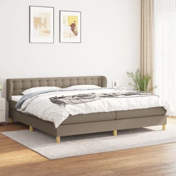 vidaXL Lova su spyruoklėmis ir čiužiniu, taupe, 200x200 cm, audinys