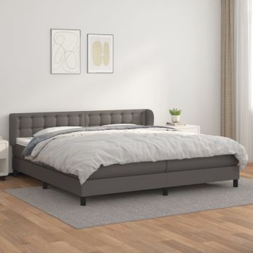 vidaXL Lova su spyruoklėmis ir čiužiniu, pilka, 200x200cm dirbtinė oda