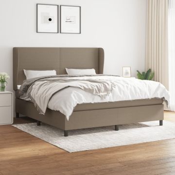 vidaXL Lova su spyruoklėmis ir čiužiniu, taupe, 180x200 cm, audinys