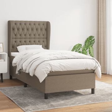 vidaXL Lova su spyruoklėmis ir čiužiniu, taupe, 90x190 cm, audinys