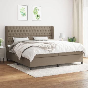 vidaXL Lova su spyruoklėmis ir čiužiniu, taupe, 200x200 cm, audinys