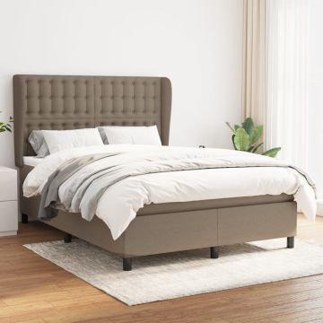 vidaXL Lova su spyruoklėmis ir čiužiniu, taupe, 140x190 cm, audinys