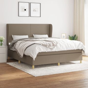 vidaXL Lova su spyruoklėmis ir čiužiniu, taupe, 160x200 cm, audinys