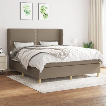 vidaXL Lova su spyruoklėmis ir čiužiniu, taupe, 180x200 cm, audinys