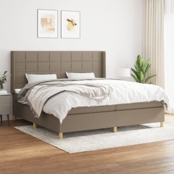 vidaXL Lova su spyruoklėmis ir čiužiniu, taupe, 200x200 cm, audinys
