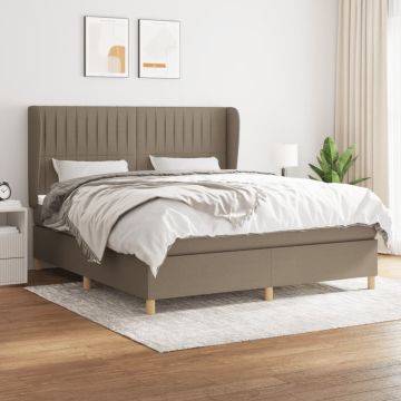 vidaXL Lova su spyruoklėmis ir čiužiniu, taupe, 180x200 cm, audinys