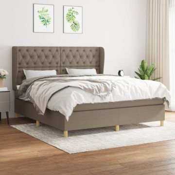 vidaXL Lova su spyruoklėmis ir čiužiniu, taupe, 160x200 cm, audinys