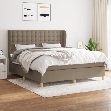 vidaXL Lova su spyruoklėmis ir čiužiniu, taupe, 160x200 cm, audinys