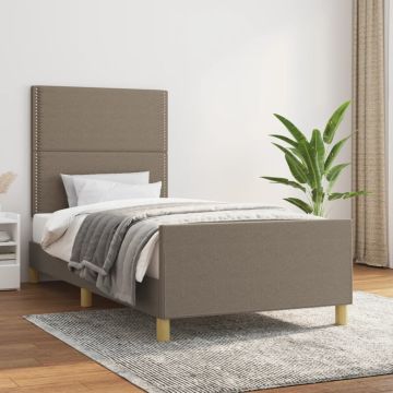 vidaXL Lovos rėmas be čiužinio, taupe, 90x190 cm, audinys
