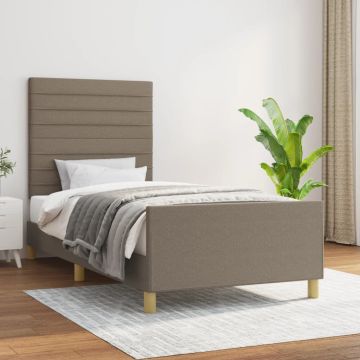 vidaXL Lovos rėmas be čiužinio, taupe, 90x200 cm, audinys