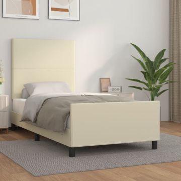 vidaXL Lovos rėmas su galvūgaliu, kreminis, 80x200cm, dirbtinė oda