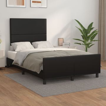 vidaXL Lovos rėmas su galvūgaliu, juodas, 120 x 200 cm, dirbtinė oda