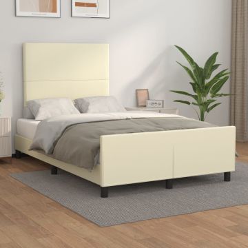 vidaXL Lovos rėmas su galvūgaliu, kreminis, 120x200cm, dirbtinė oda