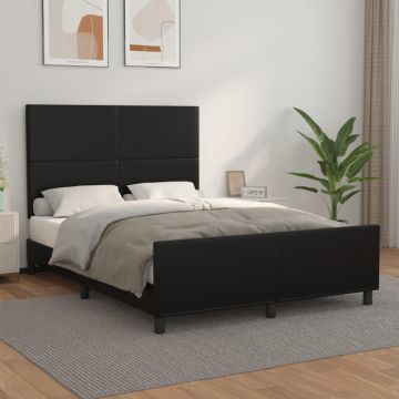 vidaXL Lovos rėmas su galvūgaliu, juodos, 140x190 cm, dirbtinė oda