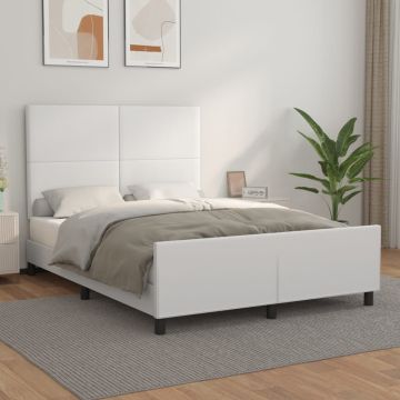 vidaXL Lovos rėmas su galvūgaliu, baltos, 140x200cm, dirbtinė oda