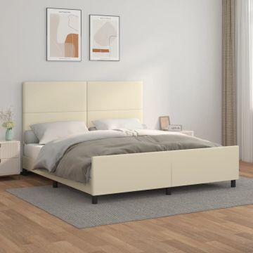 vidaXL Lovos rėmas su galvūgaliu, kreminis, 160x200cm, dirbtinė oda