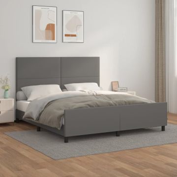vidaXL Lovos rėmas su galvūgaliu, pilkos, 160x200cm, dirbtinė oda