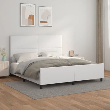 vidaXL Lovos rėmas su galvūgaliu, baltos, 180x200cm, dirbtinė oda
