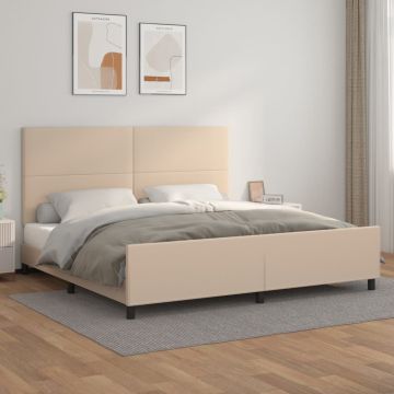 vidaXL Lovos rėmas su galvūgaliu, kapučino, 200x200 cm, dirbtinė oda