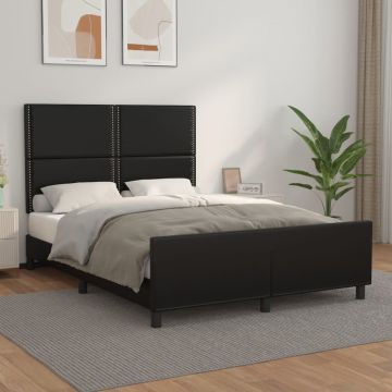 vidaXL Lovos rėmas su galvūgaliu, juodos, 140x200cm, dirbtinė oda
