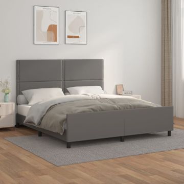 vidaXL Lovos rėmas su galvūgaliu, pilkos, 180x200cm, dirbtinė oda
