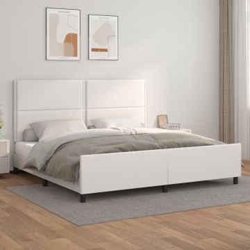 vidaXL Lovos rėmas su galvūgaliu, baltos, 200x200 cm, dirbtinė oda