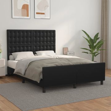 vidaXL Lovos rėmas su galvūgaliu, juodos, 140x190 cm, dirbtinė oda