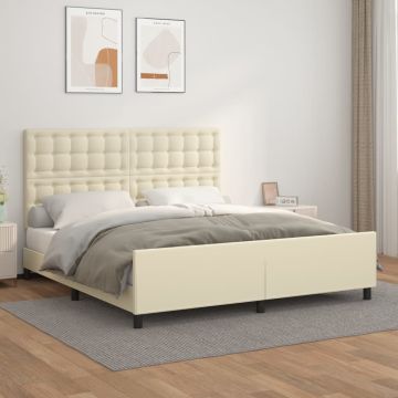 vidaXL Lovos rėmas su galvūgaliu, kreminis, 160x200cm, dirbtinė oda