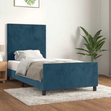 vidaXL Lovos rėmas be čiužinio tamsiai mėlynas 90x190 cm aksomas