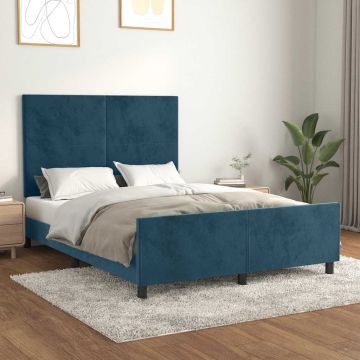 vidaXL Lovos rėmas be čiužinio tamsiai mėlynas 140x190 cm aksomas