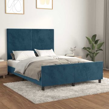 vidaXL Lovos rėmas be čiužinio tamsiai mėlynas 140x200 cm aksomas