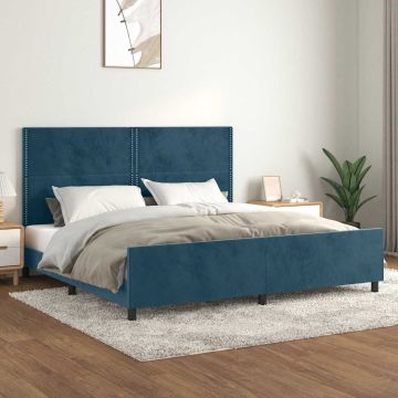 vidaXL Lovos rėmas be čiužinio tamsiai mėlynas 200x200 cm aksomas