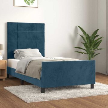 vidaXL Lovos rėmas be čiužinio tamsiai mėlynas 90x200 cm aksomas