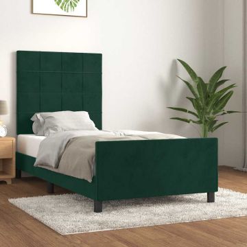 vidaXL Lovos rėmas be čiužinio tamsiai žalias 100x200 cm aksomas