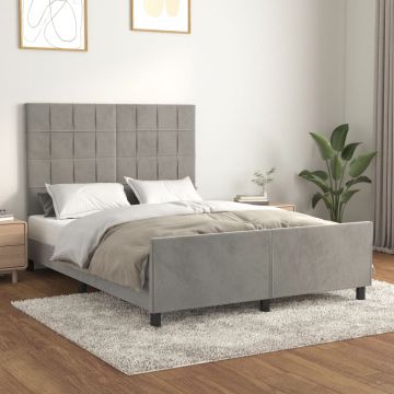 vidaXL Lovos rėmas be čiužinio, šviesiai pilkas, 140x190cm, aksomas