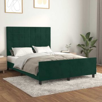 vidaXL Lovos rėmas be čiužinio tamsiai žalias 140x190 cm aksomas