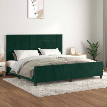 vidaXL Lovos rėmas be čiužinio tamsiai žalias 200x200 cm aksomas