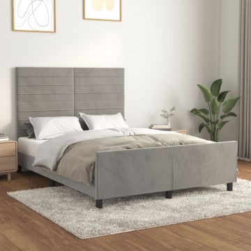 vidaXL Lovos rėmas be čiužinio, šviesiai pilkas, 140x190cm, aksomas