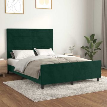 vidaXL Lovos rėmas be čiužinio tamsiai žalias 140x190 cm aksomas