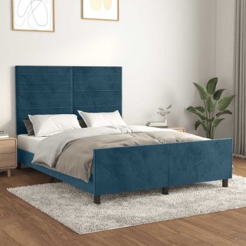 vidaXL Lovos rėmas be čiužinio tamsiai mėlynas 140x200 cm aksomas
