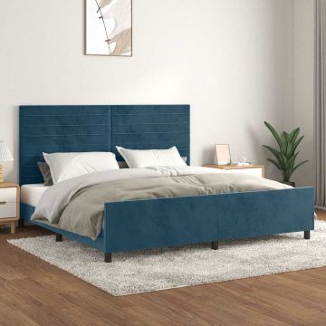 vidaXL Lovos rėmas be čiužinio tamsiai mėlynas 200x200 cm aksomas